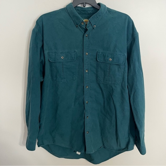 Men’s Cabelas Long Sleeve Thick Warm Button Down Shirt Size 2XL Tall Green - Picture 1 of 7